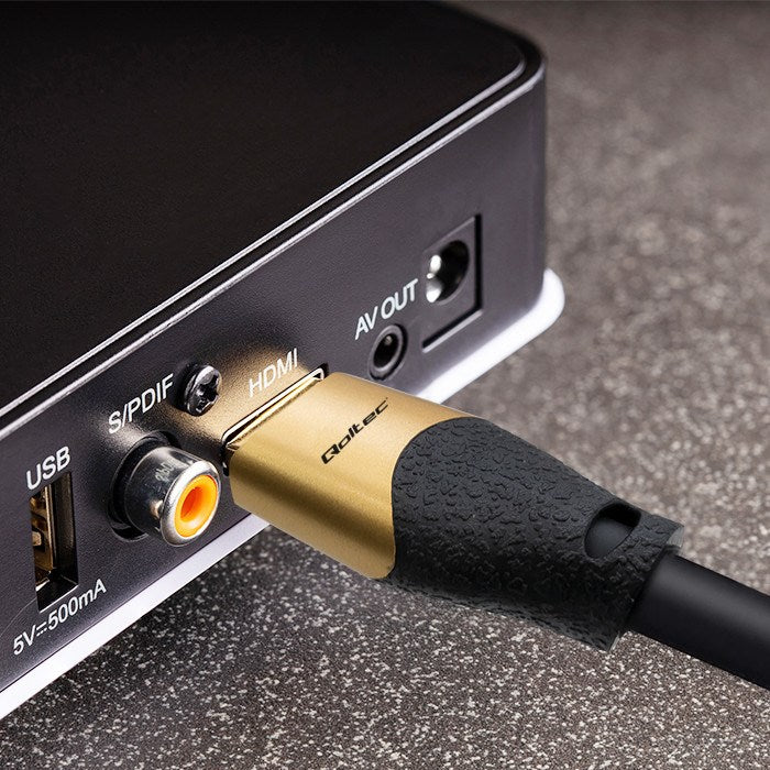Qoltec 50356 HDMI cable 3 m HDMI Type A (Standard) 3 x HDMI Type A (Standard) Black, Gold
