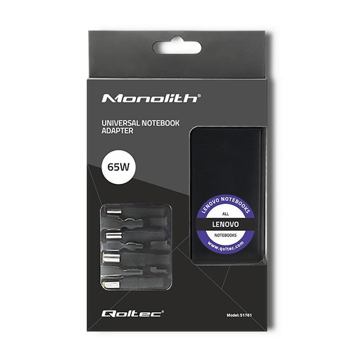 Qoltec 51761 Power adapter designed for Lenovo | 65W | 4 plugs | +power cable