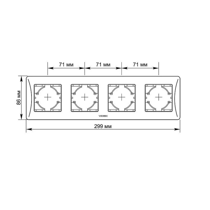 QUAD HORIZONTAL FRAME VF-BNFR4H-BG BINERA VIDEX - GRAPHITE - Ключове контакти димери и