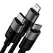 Quick Charge USB to M + L + C Baseus StarSpeed 3.5A 0,6m (Black) - Combo Cables<<<USB cables<<<GSM