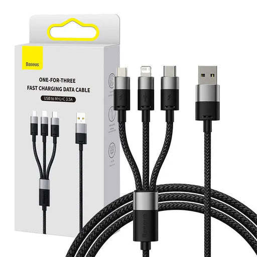 Quick Charge USB to M + L + C Baseus StarSpeed 3.5A 0,6m (Black) - Combo Cables<<<USB cables<<<GSM