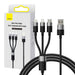 Quick Charge USB to M + L + C Baseus StarSpeed 3.5A 0,6m (Black) - Combo Cables<<<USB cables<<<GSM
