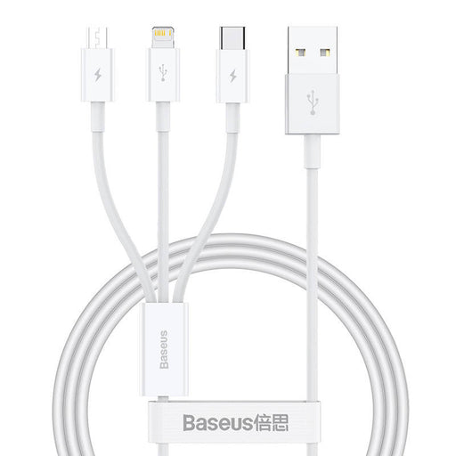 Quick Charge USB to M + L + C Baseus Superior Data 3.5A 1m (White) - Combo Cables<<<USB cables<<<GSM