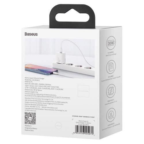 Quick Charger Baseus Super Si 1C 30W (white) - Travel Charger<<<Accessories<<<Основна<<<DunaXML&&&mains