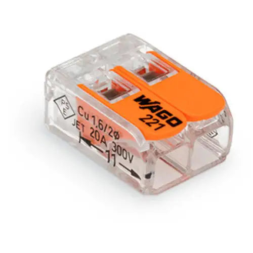 QUICK CONNECT CABLE CLAMP 2X4MM FLEXIBLE/2X2.5MM RIGID OD. WAGO 5 PCS - Инсталационни