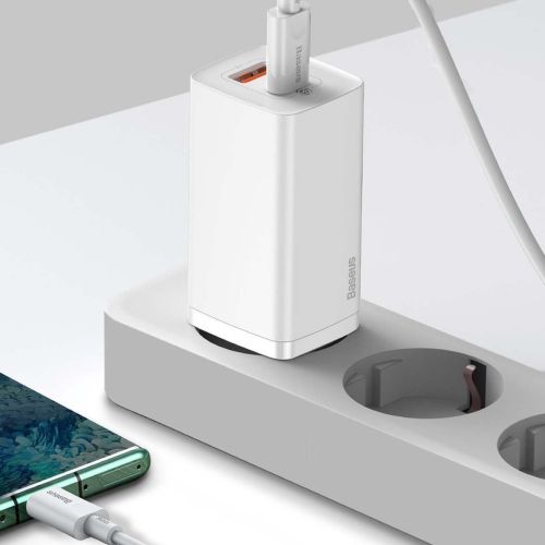 Quick Travel Charger Baseus GaN2 Lite USB + C 65W EU (white) - Travel Charger<<<Accessories<<<Основна<<<DunaXML&&&Cell
