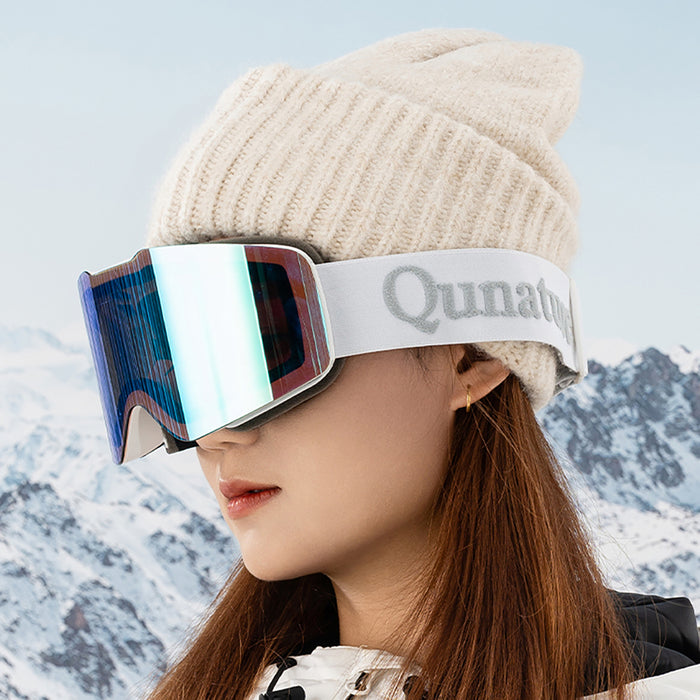 Qunature White Frameless Ski Goggles - White