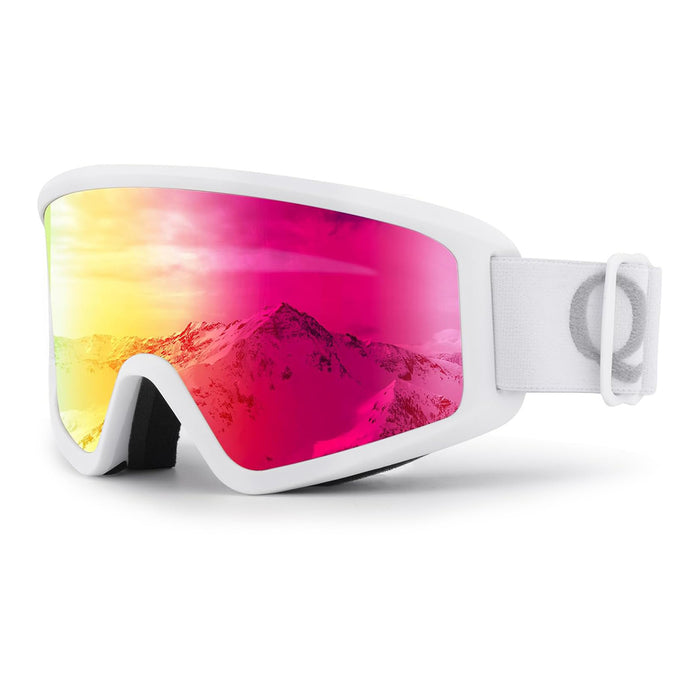 Qunature White Ski Goggles for Adults - White