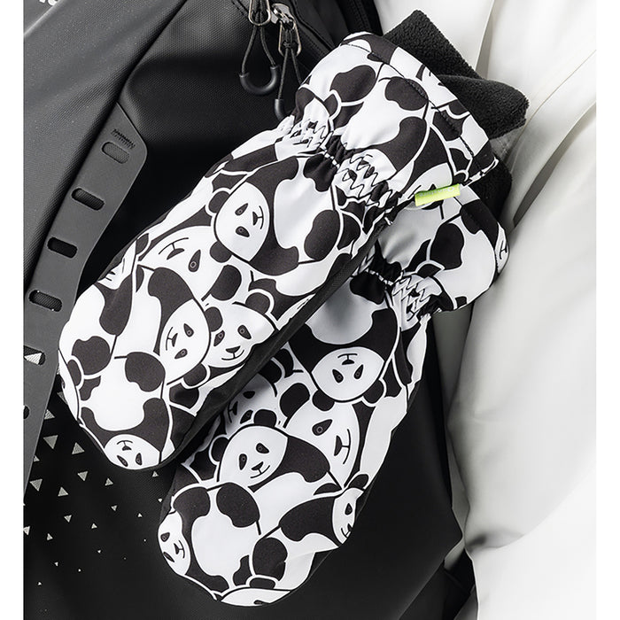 Qunature Panda Heat Transfer Ski Gloves Kids Size S - Black/White