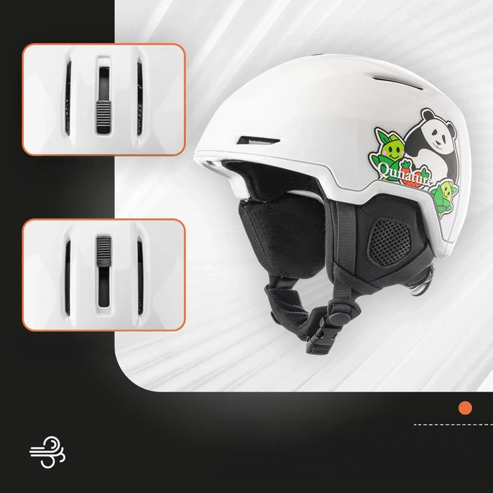 Qunature 10130003005 Ski Helmet with Earmuffs Panda Snowboard for Kids 54-58 cm - White