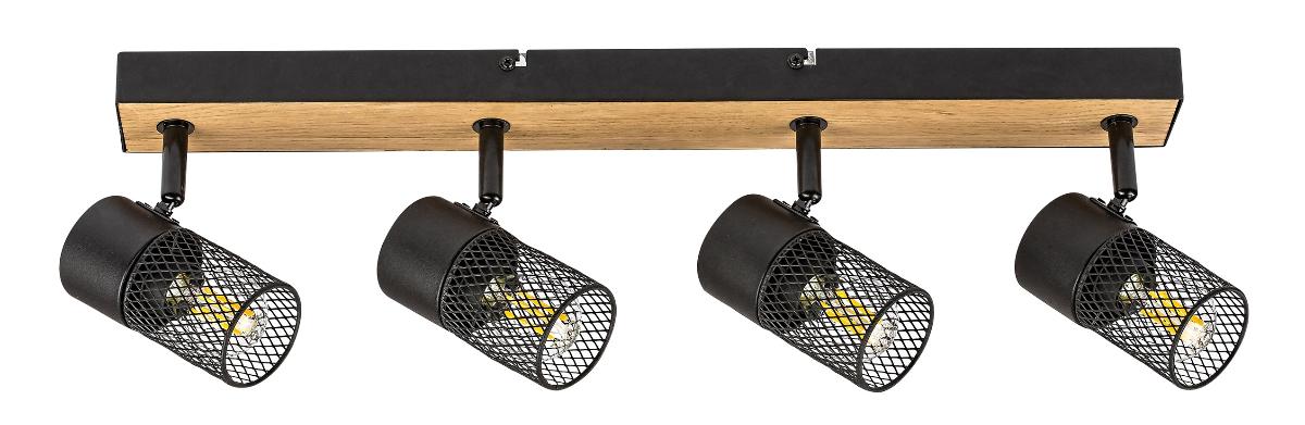 SPOT METTA 4xMAX40W BLACK METAL/WOOD