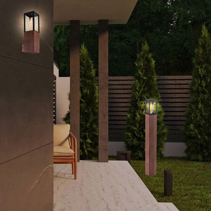 GARDEN FLIGHT E27 IP44 OAK RABALUX WALES