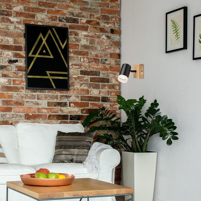 WALL GU10 BLACK/WOOD RABALUX TORAS