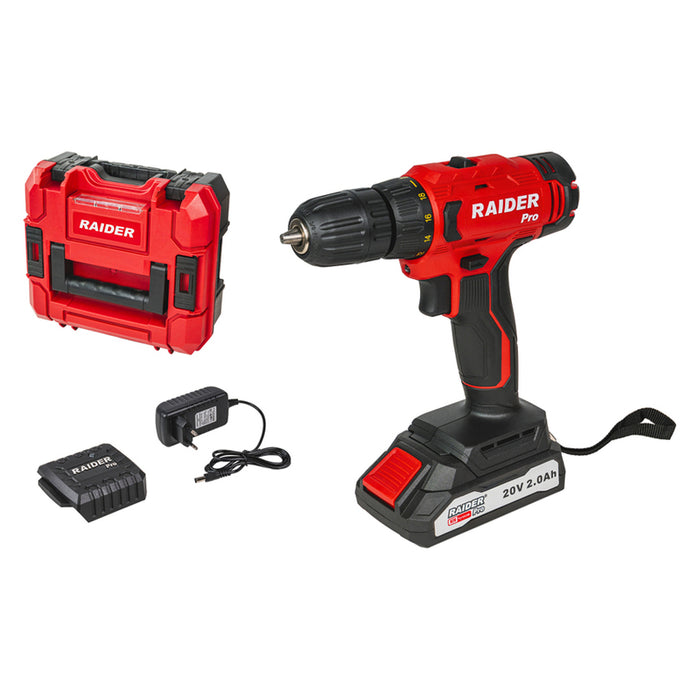 BATTERY DRILL RAIDER PRO RDP-SPCD20 20 V, 44.00 nm, NUMBER OF BATTERIES 1, 2.00 Ah, SUITCASE