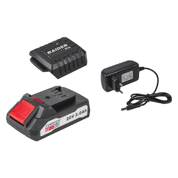 BATTERY AND CHARGER 20 V 2 AH RAIDER PRO R20 SYSTEM