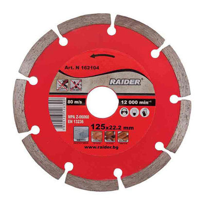 DIAMOND DISC FOR NON-METAL CUTTING RAIDER 125x2x22.23