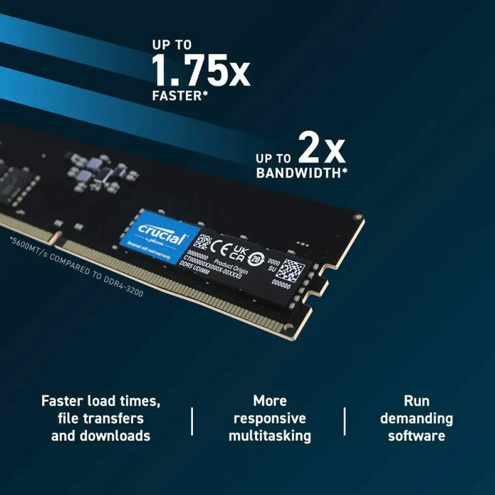RAM Memory Crucial CT8G56C46U5 8 GB DDR5 SDRAM DDR5 5600 MHz - Компютър Мрежи и компоненти<<<Компютри|