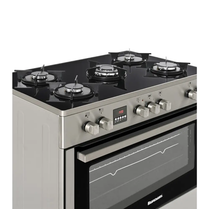 Ravanson KWGE-K90 Glass Inox gas-electric cooker - Free-standing kitchensAGD-KWS<<<Home Appliance