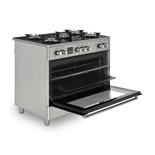 Ravanson KWGE-K90 Glass Inox gas-electric cooker - Free-standing kitchensAGD-KWS<<<Home Appliance