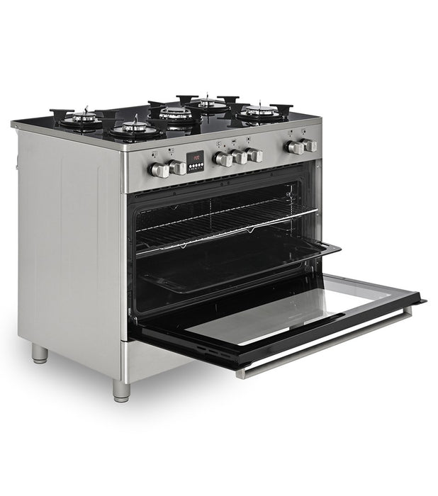 Ravanson KWGE-K90 Glass Inox gas-electric cooker