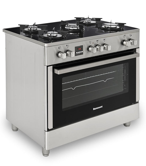 Ravanson KWGE-K90 Glass Inox gas-electric cooker