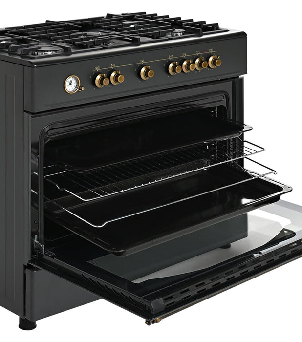 Ravanson Retro KWGE–90AR gas and electric cooker (black)