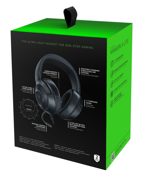 Gaming Headset with Microphone Razer KRAKEN X LITE Black