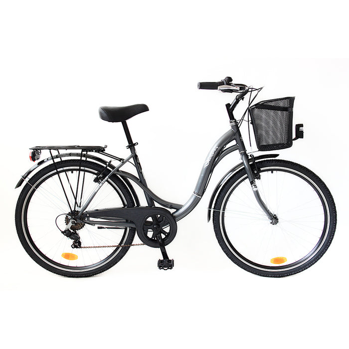 REACTOR BIKE "SWAN 26"" GRAPHITE" SPEEDS 6, STEEL FRAME
