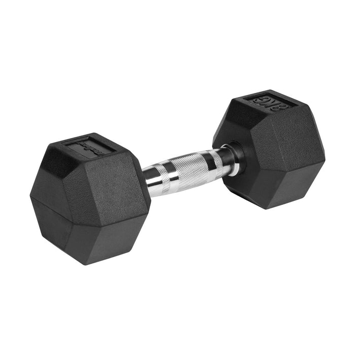 REBEL ACTIVE Rubber-coated cast iron dumbbells 2x8 kg