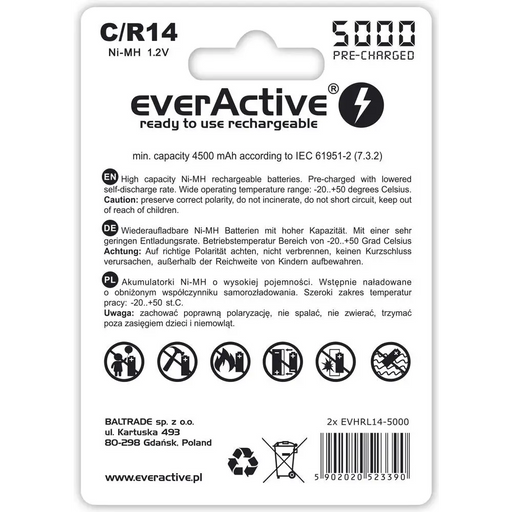 Rechargeable batteries everActive Ni-MH R14 C 5000 mAh Professional Line - Rechargeable batteriesBAL-AKM<<<batteries
