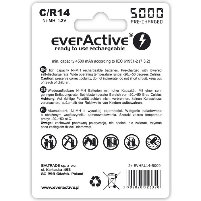 Rechargeable batteries everActive Ni-MH R14 C 5000 mAh Professional Line - Rechargeable batteriesBAL-AKM<<<batteries