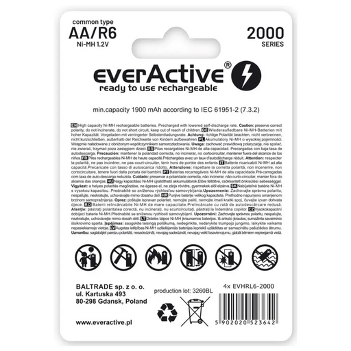Rechargeable batteries everActive Ni-MH R6 AA 2000 mAh Silver Line - Rechargeable batteriesBAL-AKM<<<batteries