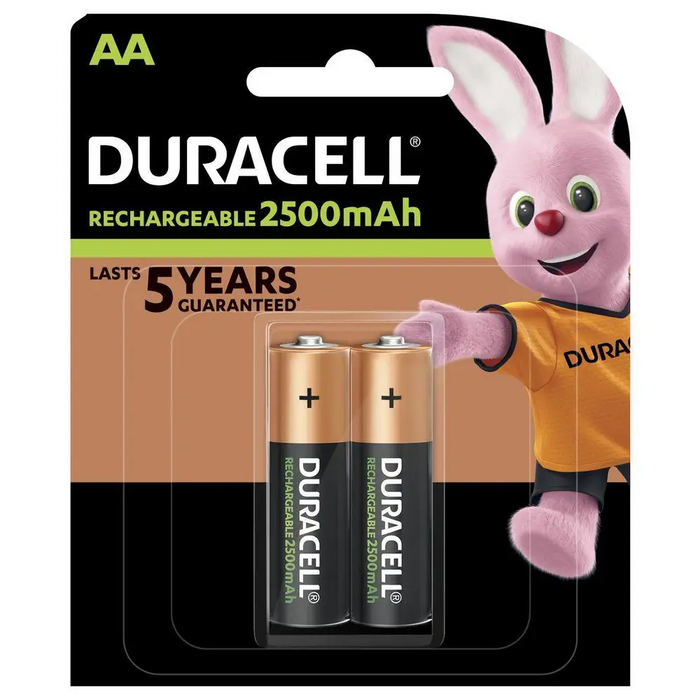 Rechargeable battery DURACELL R6 AA 2500mAh NiMH 1.2V 2 pcs. in a package - Батерии<<<Батерии и зарядни