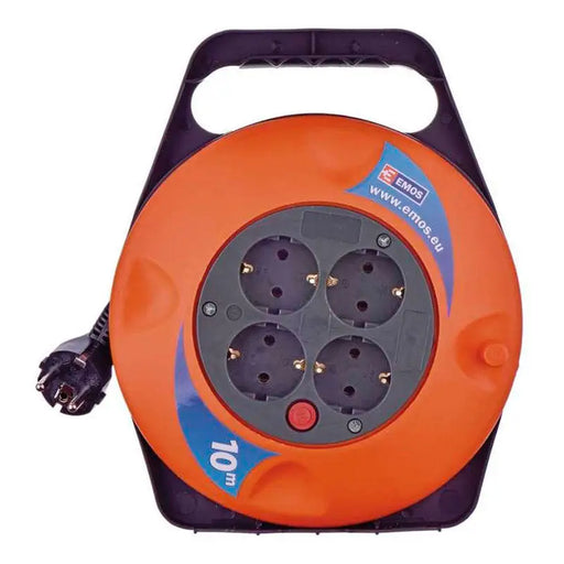 REEL EXTENSION 10M - G3X1.0MM2 - 4 SOCKETS EMOS - Удължители и макари<<<Електроматериали<<<Строителни