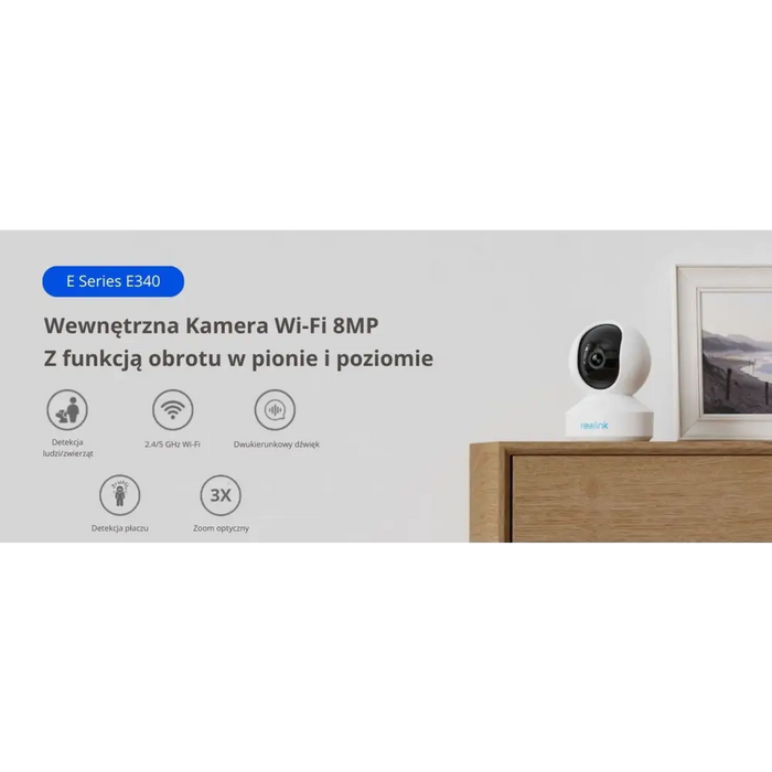 Reolink E-Series-E340 Smart PTZ WiFi Indoor Camera - Video camerasCIP-KAM<<<IP CCTVCIP<<<ActionPL