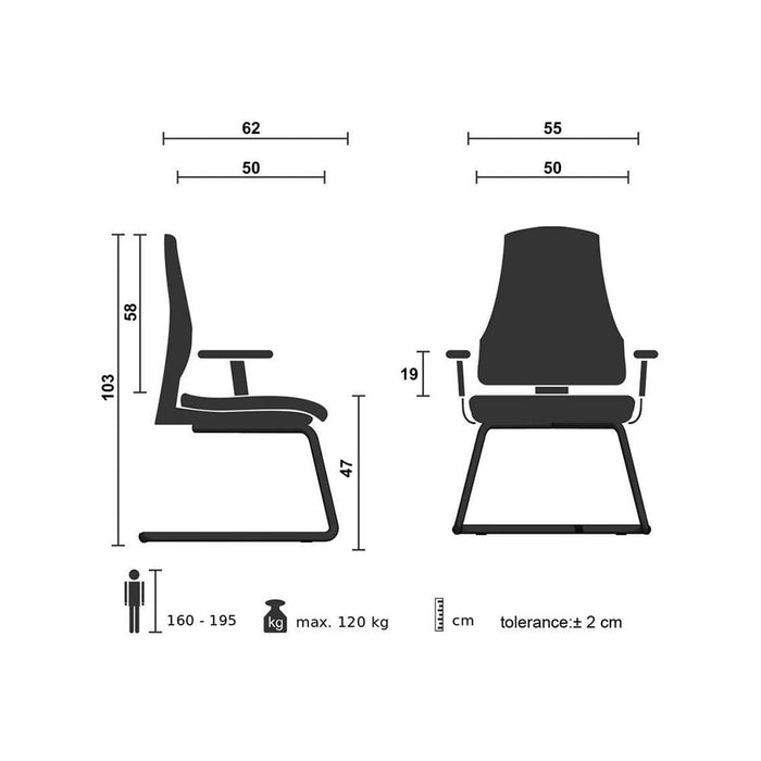 RFG Visitor chair Elli 05 M, red seat, black backrest