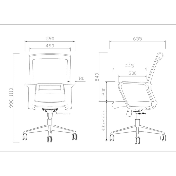 RFG Work chair Smart W, damask and mesh, blue seat, gray back