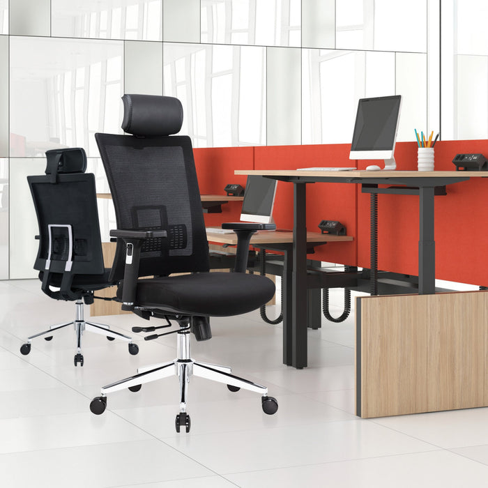 RFG Ergonomic chair Luxe HB Chrome, black seat, black back