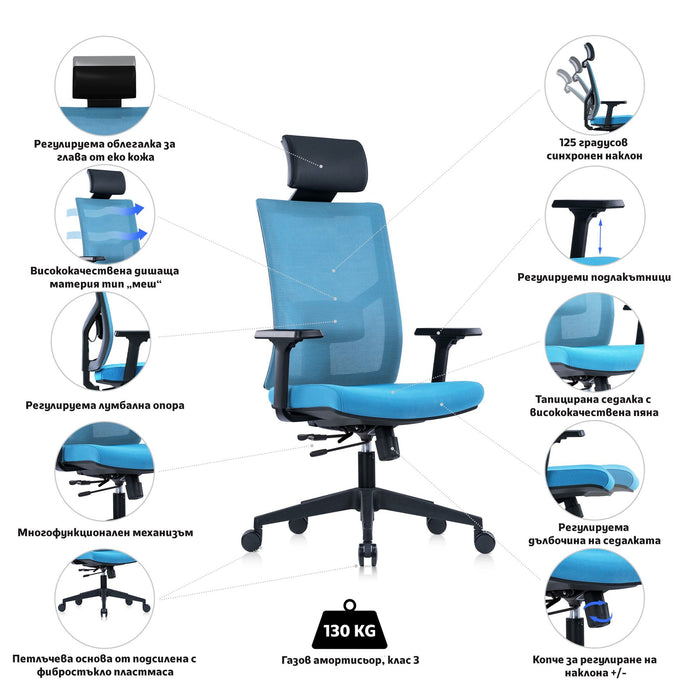 RFG Director's chair Snow Black HB, light blue seat, light blue back