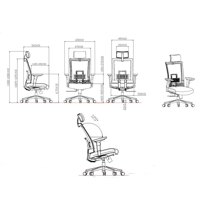 RFG Luxe Chrome HB ergonomic chair, red