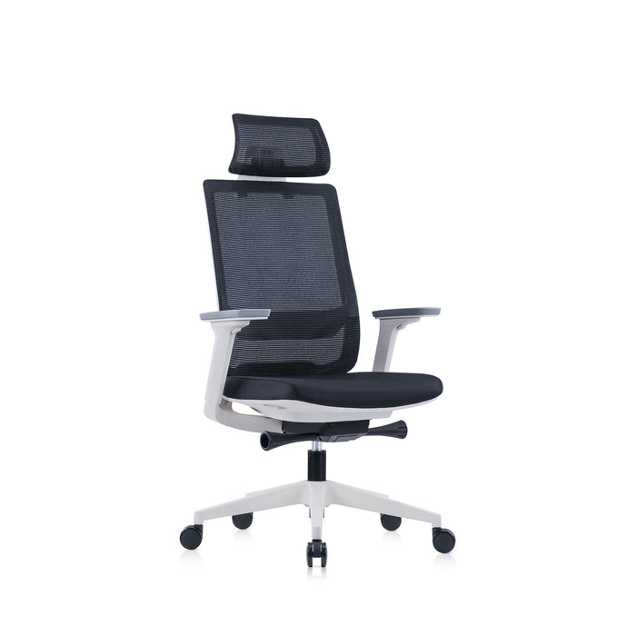 RFG Meteor X White HB ergonomic chair, black seat, black back