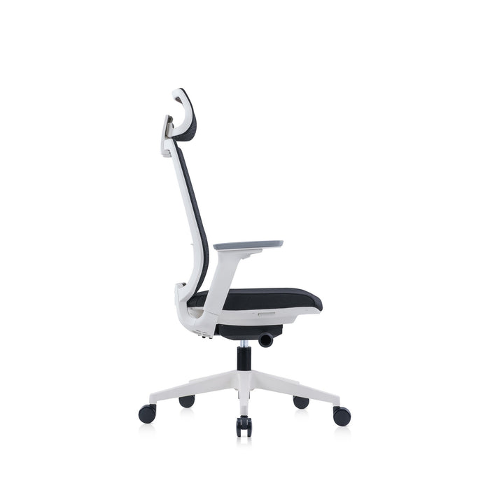 RFG Meteor X White HB ergonomic chair, black seat, black back