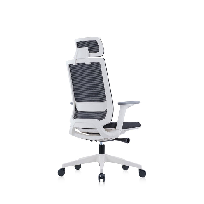 RFG Meteor X White HB ergonomic chair, black seat, black back
