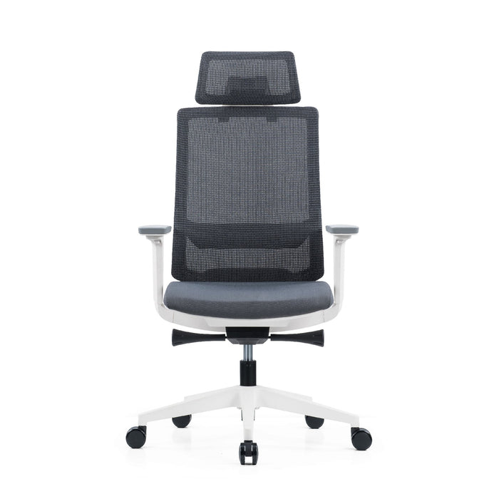 RFG Meteor X White HB ergonomic chair, gray seat, gray back