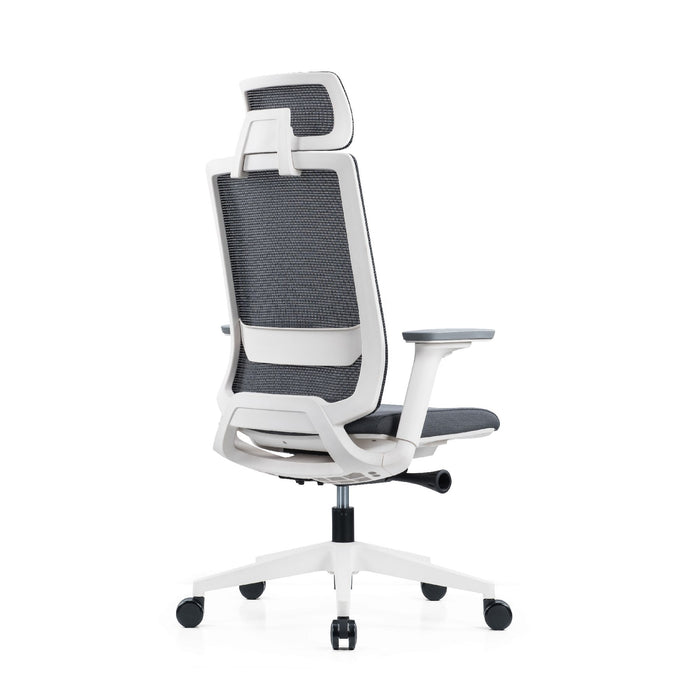 RFG Meteor X White HB ergonomic chair, gray seat, gray back
