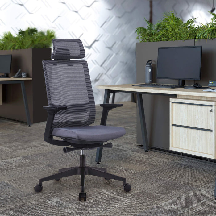 RFG Meteor X Black HB ergonomic chair, gray seat, gray back