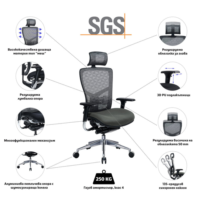 RFG Ergonomic chair TECH@PRO, gray