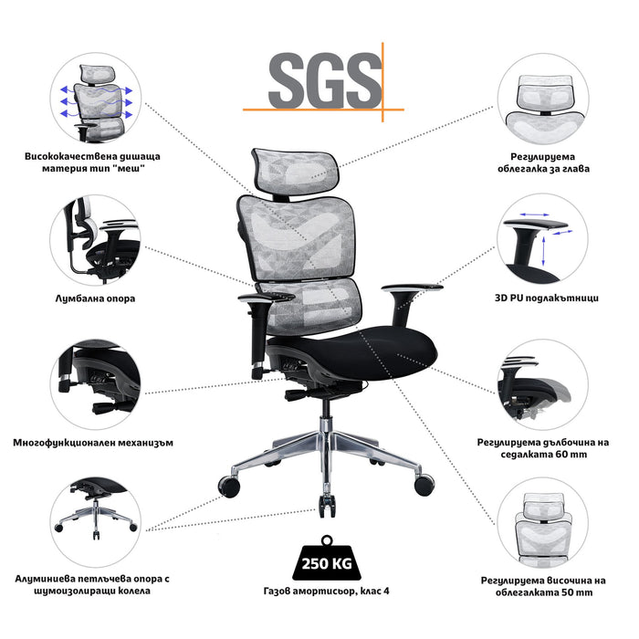 RFG Ergonomic chair TECH@GAMES, black seat, white-black backrest
