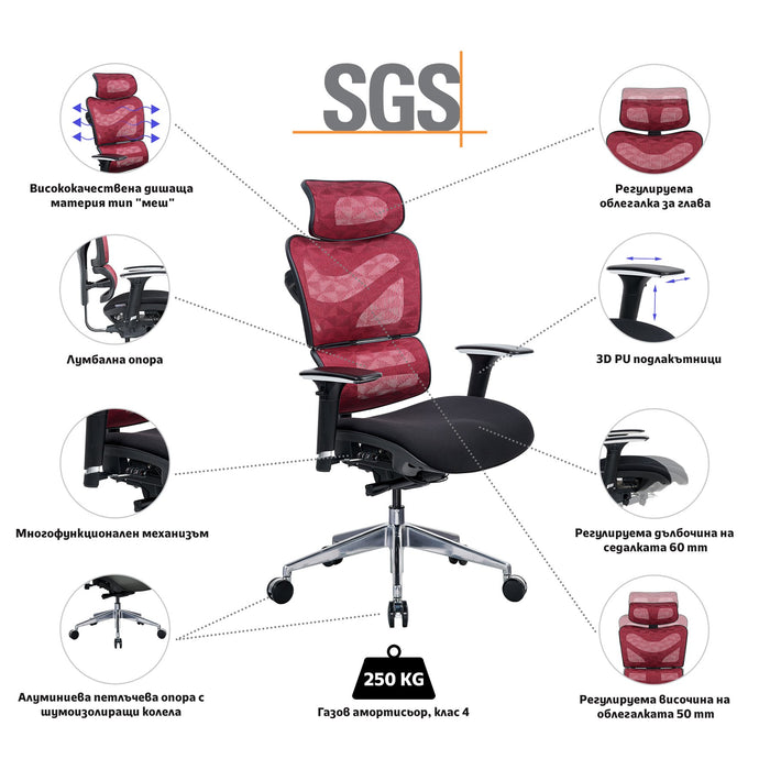 RFG Ergonomic chair TECH@GAMES, black seat, red backrest
