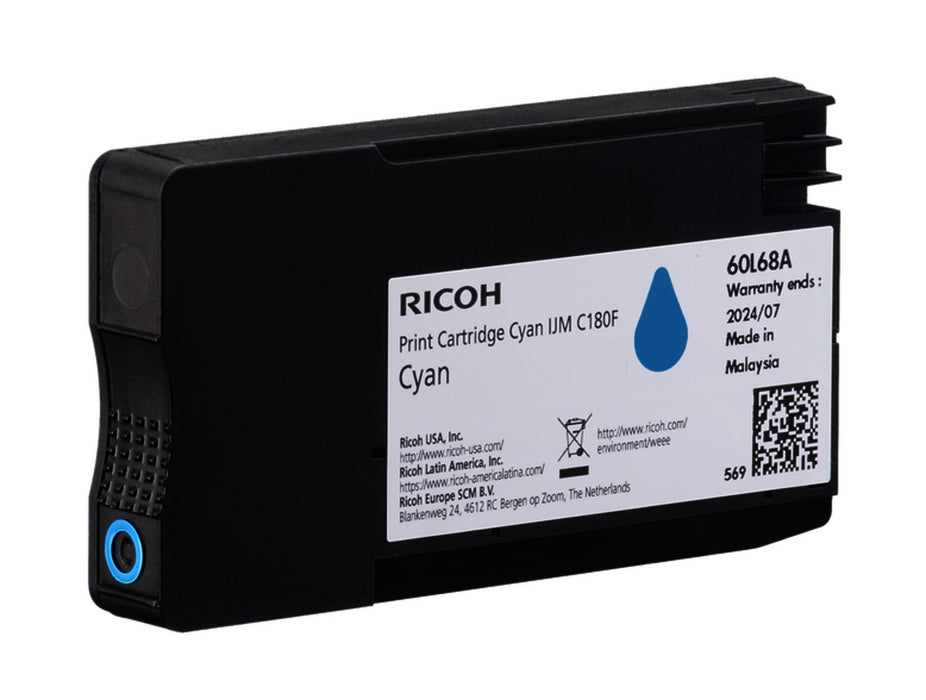 RICOH IJM C180F ink cartridge, 1600 copies, Cyan